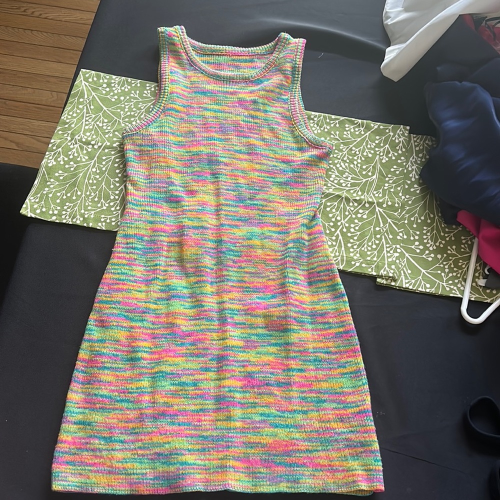 Fun multicolor knit short dress